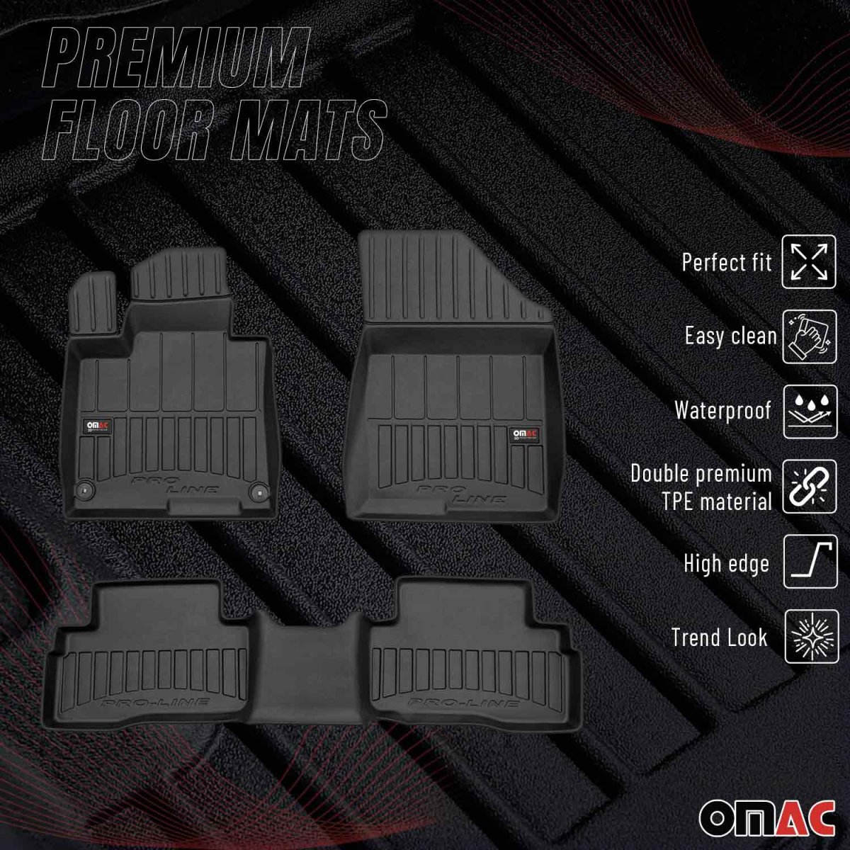 Kia Sportage Floor Mat - Omac - Proline Premium TPE - Black - '23-'25